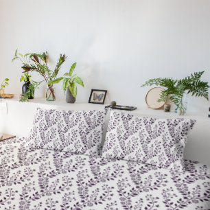 Modern Boho Floral Pattern Plum White Pillowcase