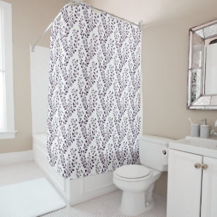 Modern Boho Floral Pattern Plum White Shower Curtain