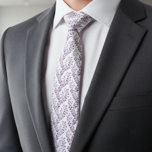 Modern Boho Floral Pattern Plum White Tie