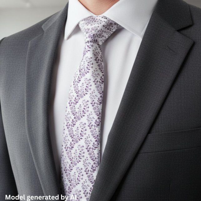 Modern Boho Floral Pattern Plum White Tie (Creator Uploaded)