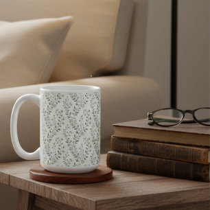 Modern Boho Floral Pattern Sage Cream Coffee Mug