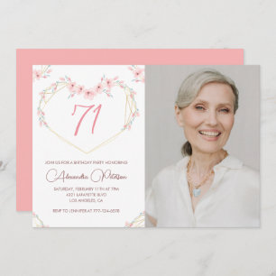Modern Boho Floral Photo 71st birthday invitation