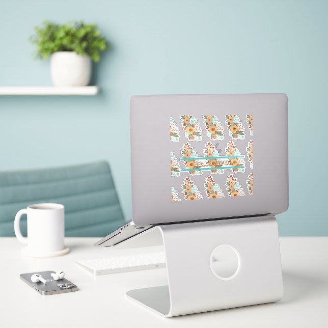 Modern Boho Floral Pink  (Laptop On Desk)