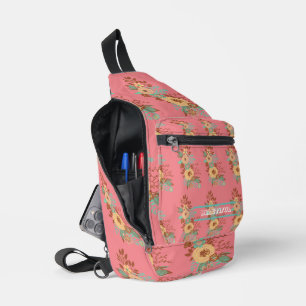 Modern Boho Floral Pink Customise Sling Bag