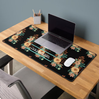Modern Boho Floral Pink Desk Mat