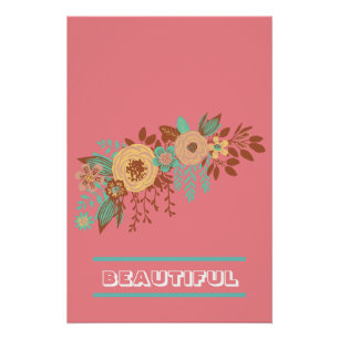 Modern Boho Floral Pink Poster