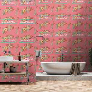 Modern Boho Floral Pink  Wallpaper