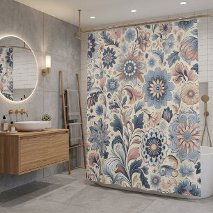 Modern Boho Floral Shower Curtain