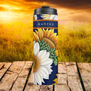 Modern Boho Floral Sunflower Stylish Thermal Tumbler