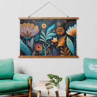 Modern Boho Floral Tapestry