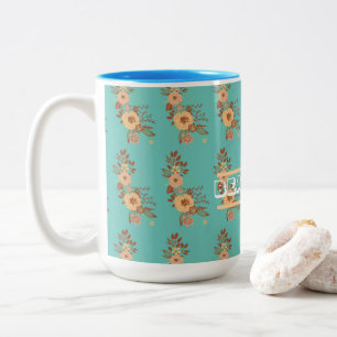 Modern Boho Floral  Two-Tone Coffee Mug