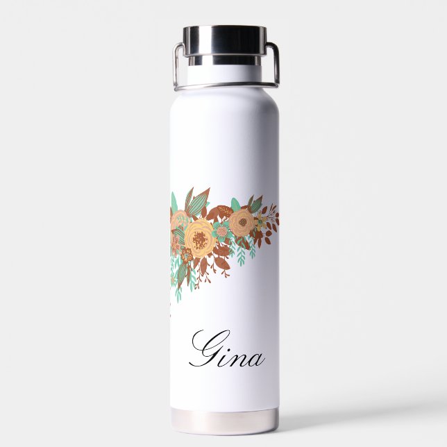  Modern Boho Floral  Water Bottle (Back)