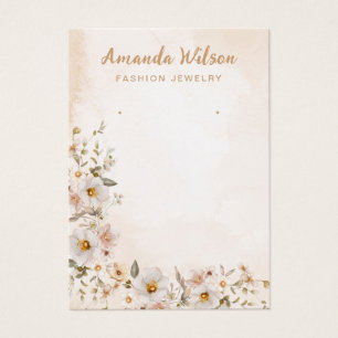 Modern boho floral watercolor earring display card