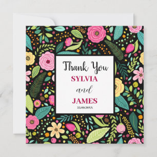 Modern Boho Floral Wedding Thank You Card