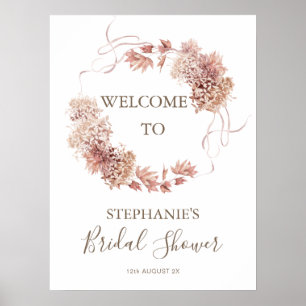 Modern Boho Floral Wreath Bridal Shower Welcome Poster