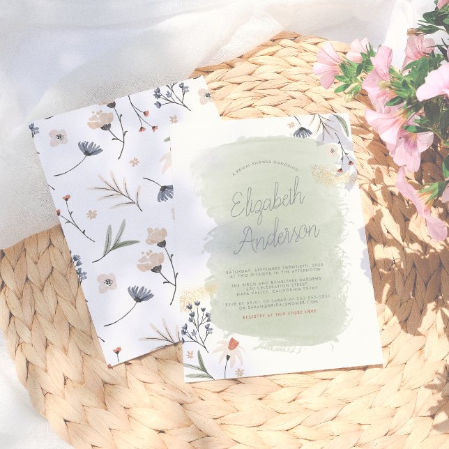 Modern Boho Flowers & Script Name Bridal Shower Invitation (Creator Uploaded)