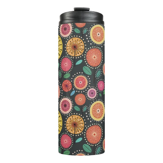 Modern boho folk floral thermal tumbler (Front)