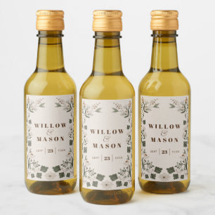 Modern Boho Folk Wedding Favours Wine Label