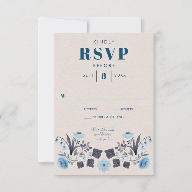 Modern Boho Folk Wedding RSVP Response Card (Front)