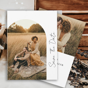 Modern Boho Frame Wedding Photo Save The Date
