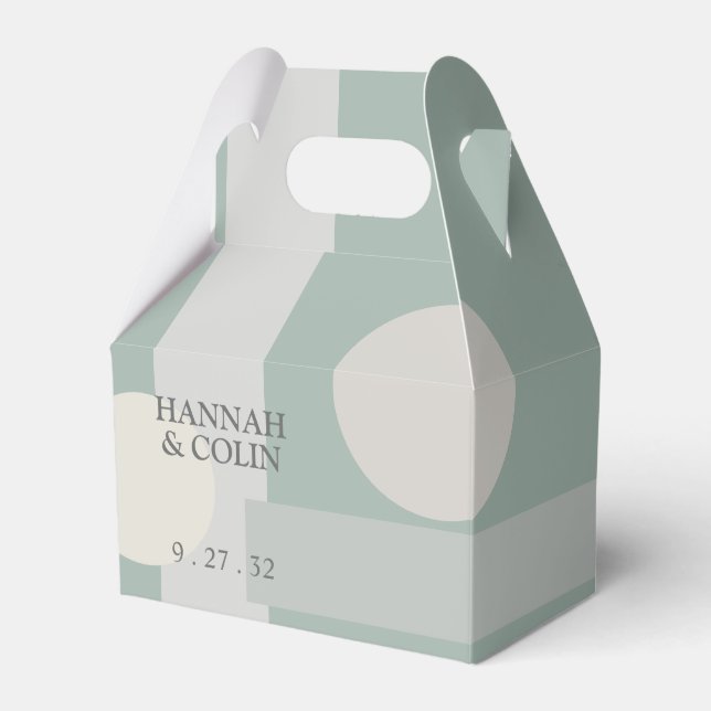 Modern Boho Geometric Abstract Green Grey Taupe Favour Box (Front Side)