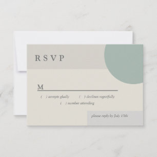 Modern Boho Geometric Abstract Green Grey Taupe RSVP Card