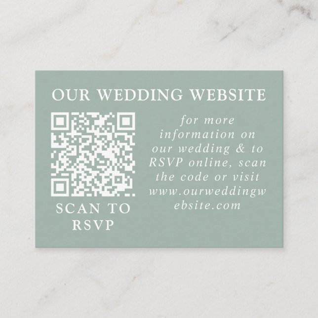 Modern Boho Geometric Abstract Green Web QR Enclosure Card (Front)