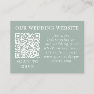 Modern Boho Geometric Abstract Green Web QR Enclosure Card