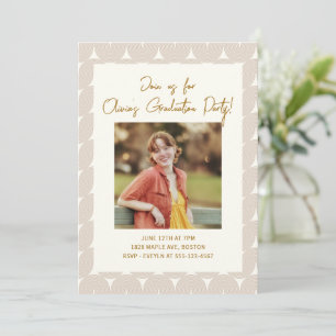 Modern Boho Geometric Lines Photo Graduation Party Invitation