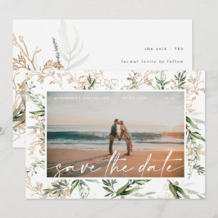 Modern Boho Golden Eucalyptus Greenery Save The Date