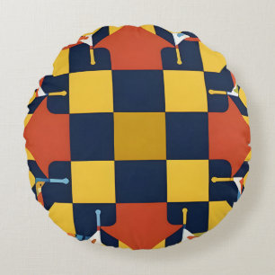 Modern Boho Graphic Contemporary Home Decor Round Cushion