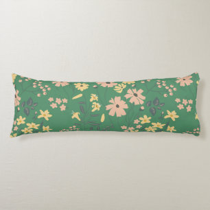 Modern Boho Green Floral Pattern Body Cushion