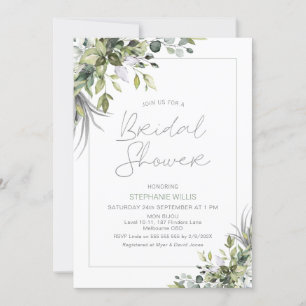 Modern Boho Greenery Foliage Bridal Shower Invitation