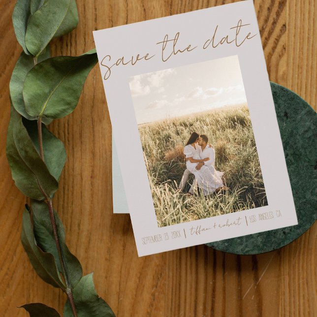 Modern Boho Grey One Photo Save The Date (Creator Uploaded)