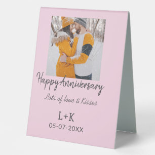 Modern boho happy anniversary add name date orange