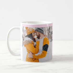 Modern boho happy anniversary add name date orange coffee mug