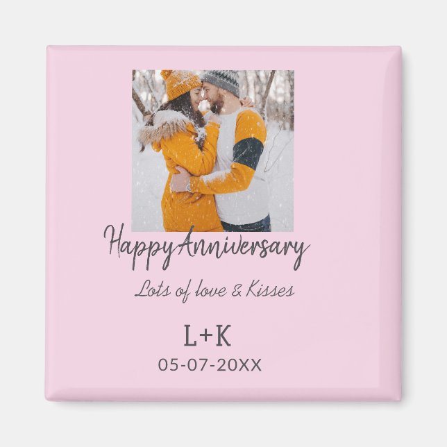 Modern boho happy anniversary add name date orange magnet (Front)