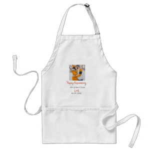 Modern boho happy anniversary add name date orange standard apron