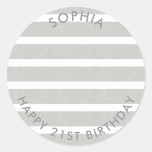Modern Boho Happy Birthday Photo Classic Round Sticker