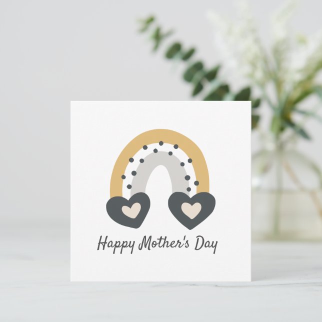 Modern Boho Heart Rainbow Mother's Day Card (Standing Front)