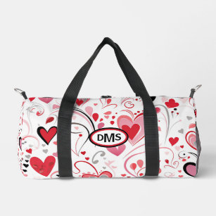 Modern Boho Heart Swirl Pattern Duffle Bag