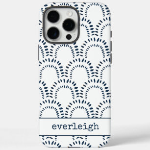 Modern Boho Indigo Blue Rainbow Personalised iPhone 16 Pro Max Case