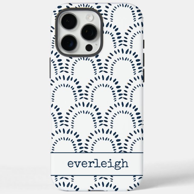Modern Boho Indigo Blue Rainbow Personalised Case-Mate iPhone Case (Back)