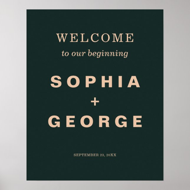 Modern Boho Jewel Earth Tone Wedding Welcome Sign (Front)