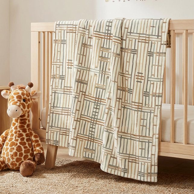 Modern Boho Linear Geometric ID1276 Fleece Blanket (Creator Uploaded)