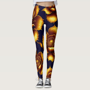 Modern Boho Luxury Gold Rose Collection Leggings