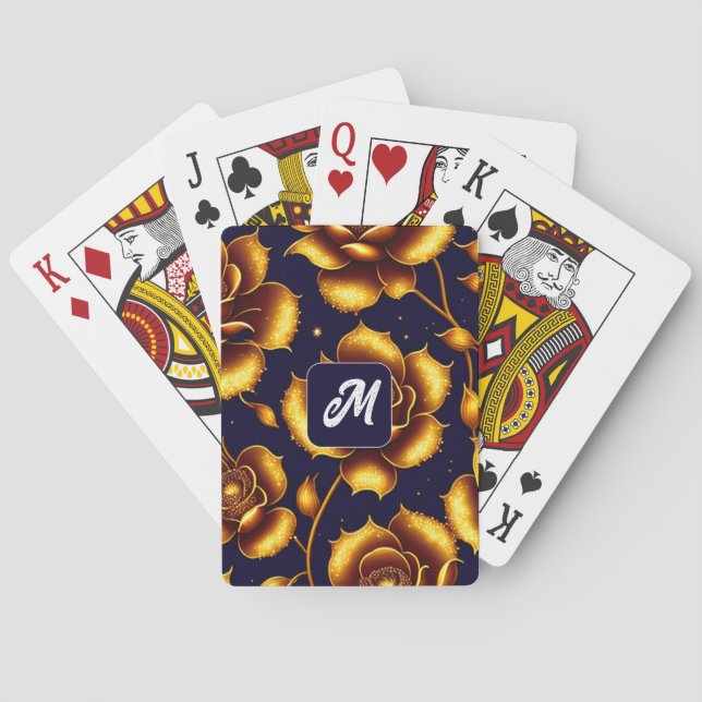 Modern Boho Luxury Gold Rose Collection Playing Cards (Back)
