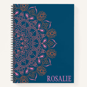 Modern Boho Mandala Medallion in Teal Personalised Notebook