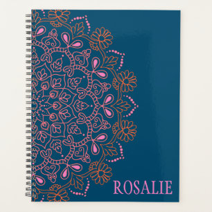 Modern Boho Mandala Medallion in Teal Personalised Planner