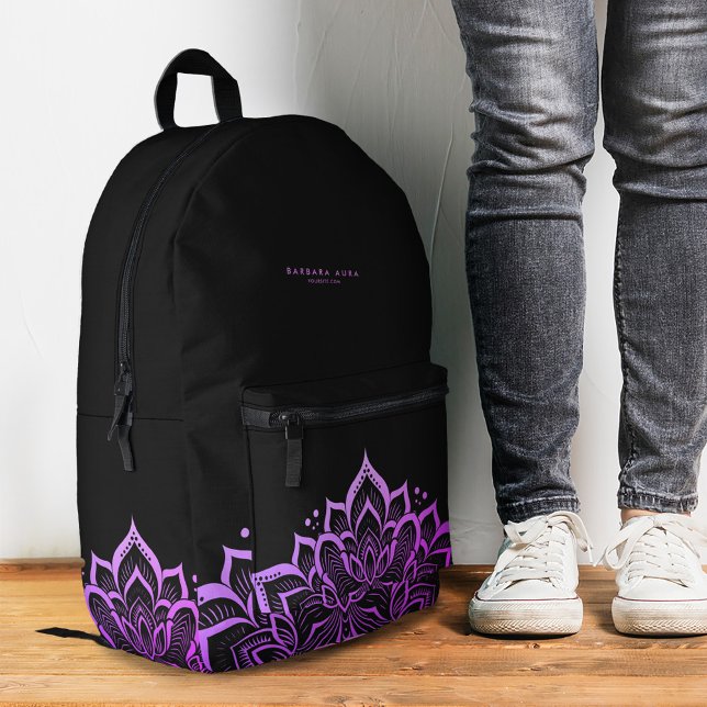 Modern Boho Mandala Spiritual Purple Yoga Printed Backpack (Modern Boho Mandala Spiritual Purple Yoga Printed Backpack
)